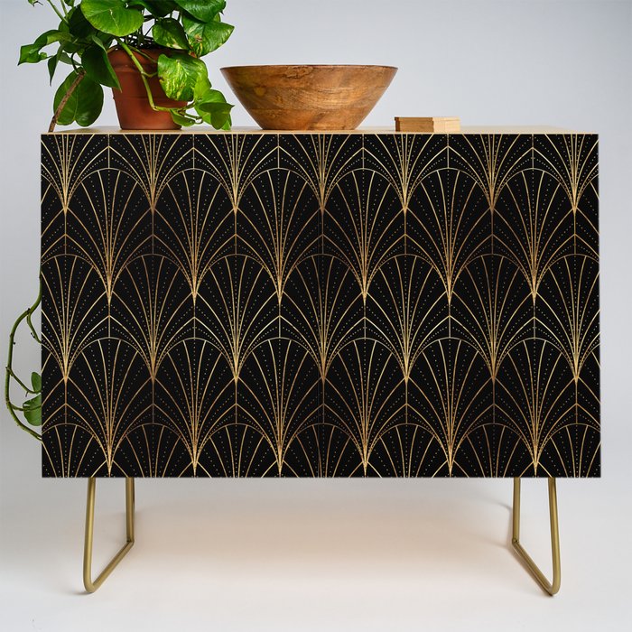 Art Deco Waterfalls // Black Luxe Credenza Gallery Image 1