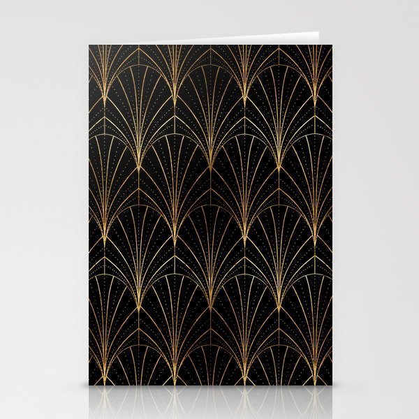 Art Deco Waterfalls // Black Luxe Stationery Card Gallery Image 1
