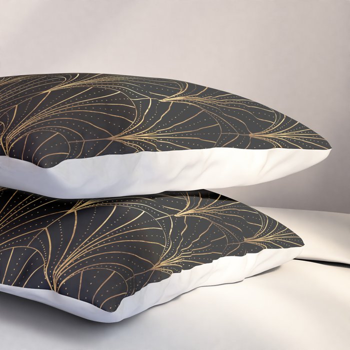 Art Deco Waterfalls // Black Luxe Pillow Sham Gallery Image 3