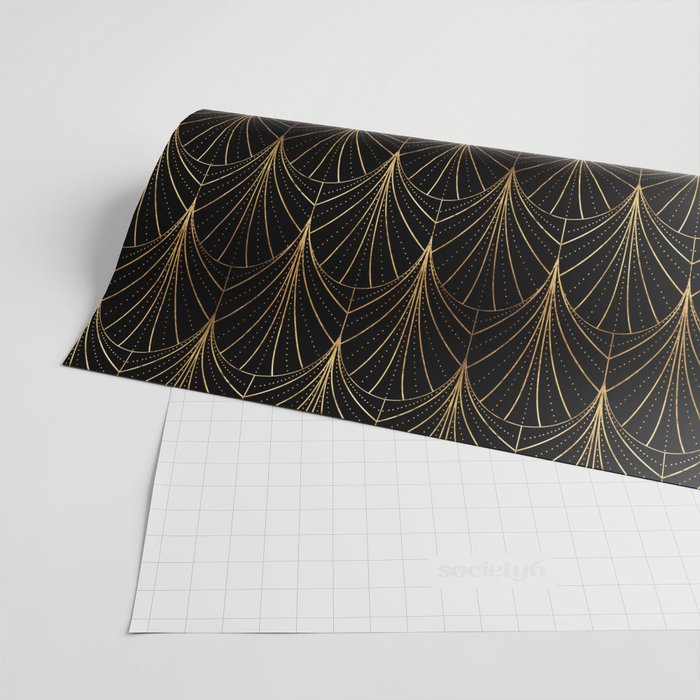 Art Deco Waterfalls // Black Luxe Wrapping Paper Gallery Image 2