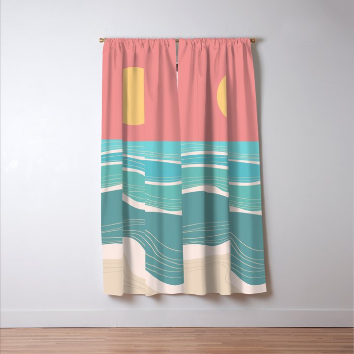 Crashing wave on sunny bay Window Curtain Gallery Image 3