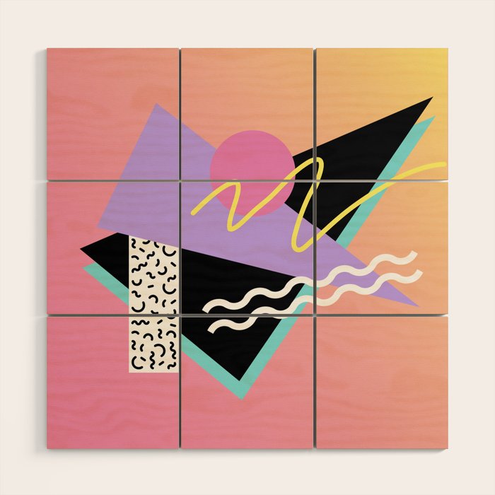 Memphis pattern 95 - 80s / 90s Retro Wood Wall Art Gallery Image 1