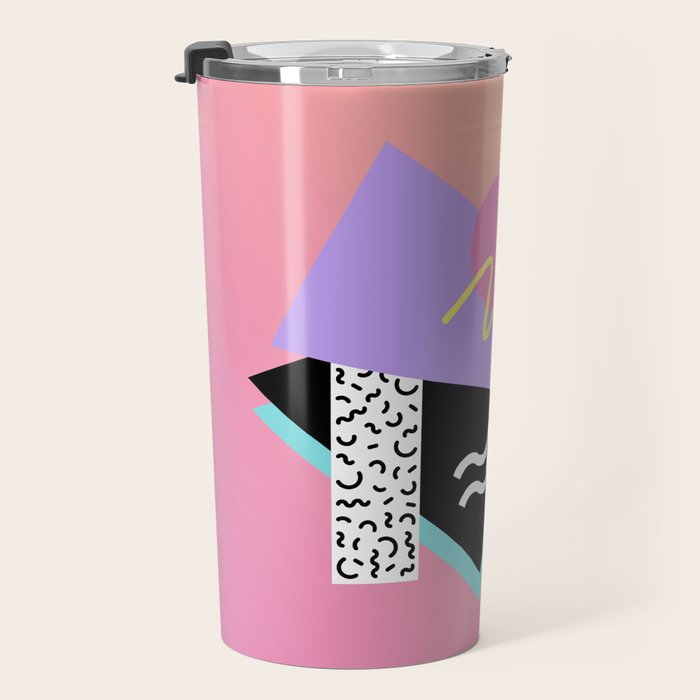 Memphis pattern 95 - 80s / 90s Retro Travel Mug Gallery Image 3