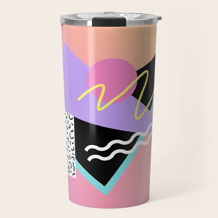 Memphis pattern 95 - 80s / 90s Retro Travel Mug Gallery Image 1