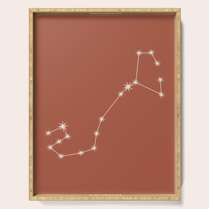 Scorpio Zodiac Star Constellation Line Art Terracotta Red Serving Tray Gallery Image 1