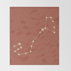 Scorpio Zodiac Star Constellation Line Art Terracotta Red Throw Blanket Gallery Image 2