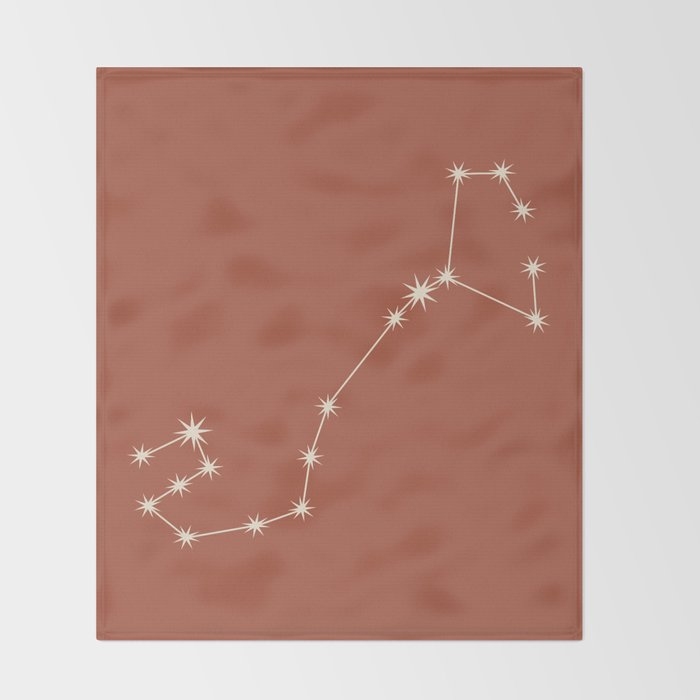 Scorpio Zodiac Star Constellation Line Art Terracotta Red Throw Blanket Gallery Image 2