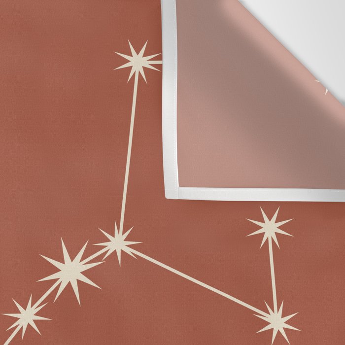 Scorpio Zodiac Star Constellation Line Art Terracotta Red Wall Tapestry Gallery Image 3