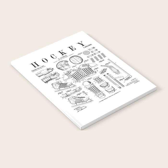 Ice Hockey Player Winter Sport Vintage Patent Print Notebook