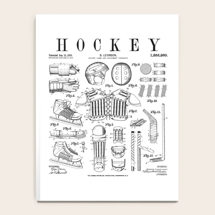 Ice Hockey Player Winter Sport Vintage Patent Print Notebook Gallery Image 4