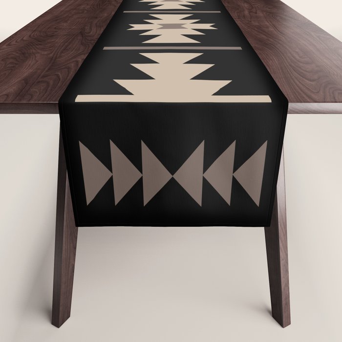 Southwestern Pattern 132 Black and Beige Table Runner Gallery Image 1