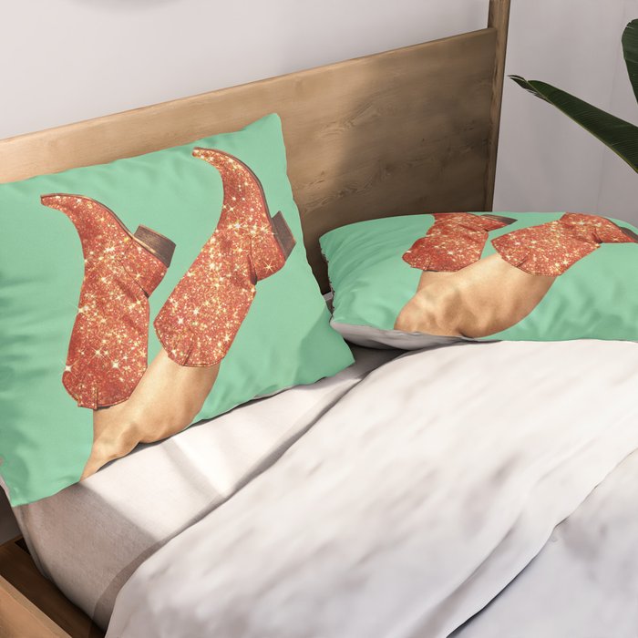 These Boots - Glitter Showgirl Orange Pillow Sham Gallery Image 2