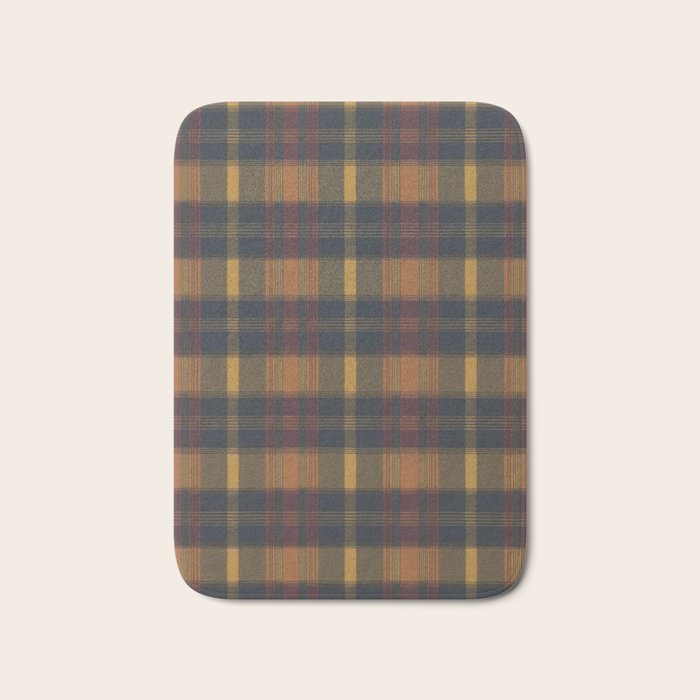 Warm Earthy Plaid Pattern Bath Mat Gallery Image 1