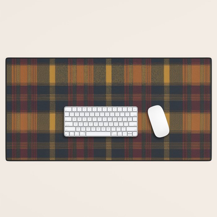 Warm Earthy Plaid Pattern Desk Mat Gallery Image 1