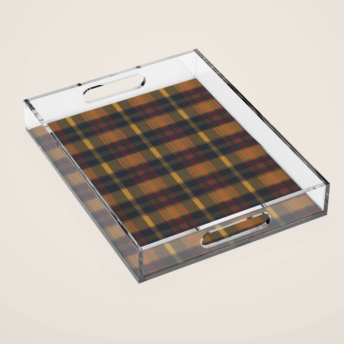 Warm Earthy Plaid Pattern Acrylic Tray Gallery Image 1