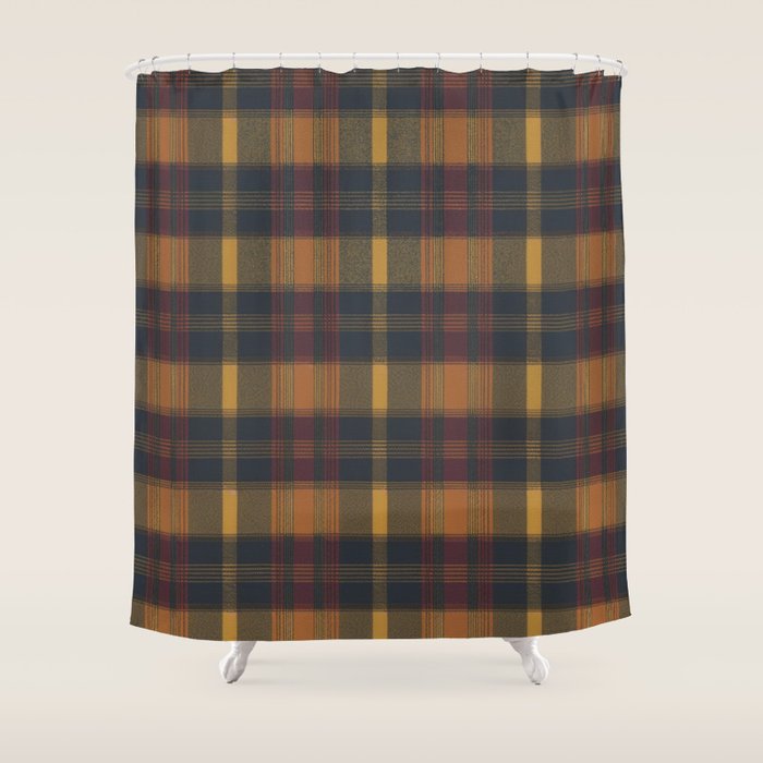 Warm Earthy Plaid Pattern Shower Curtain Gallery Image 1