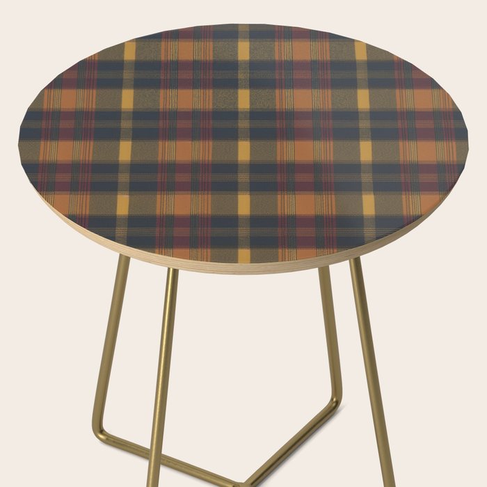 Warm Earthy Plaid Pattern Side Table Gallery Image 2