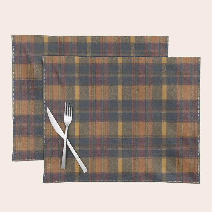 Warm Earthy Plaid Pattern Placemat Gallery Image 1