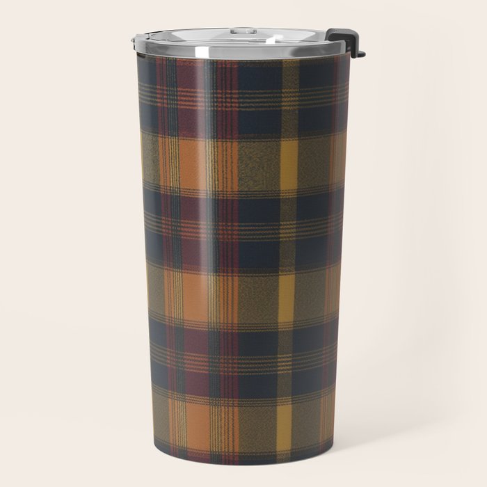 Warm Earthy Plaid Pattern Travel Mug Gallery Image 2