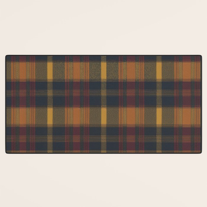 Warm Earthy Plaid Pattern Desk Mat Gallery Image 3