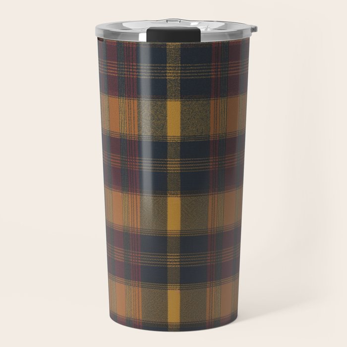 Warm Earthy Plaid Pattern Travel Mug Gallery Image 1