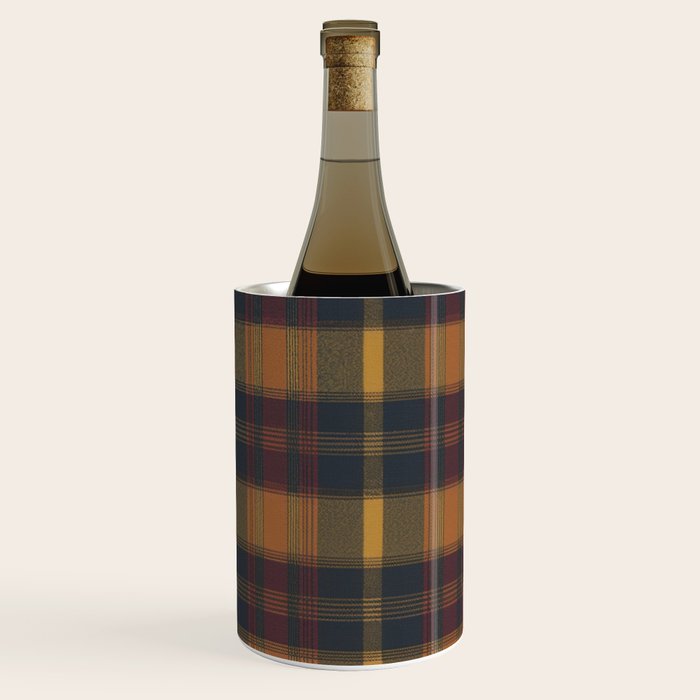 Warm Earthy Plaid Pattern Wine Chiller Gallery Image 3