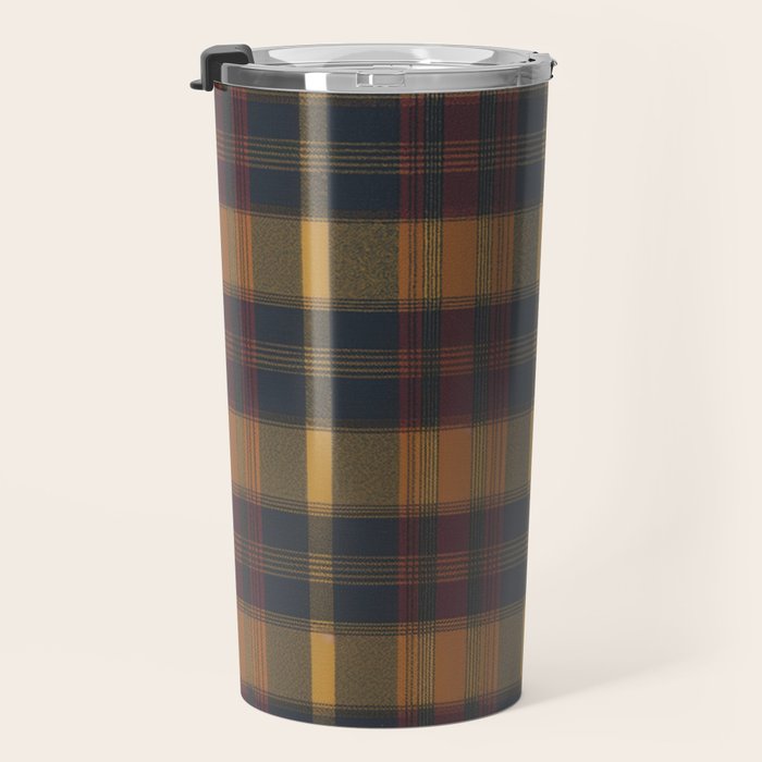 Warm Earthy Plaid Pattern Travel Mug Gallery Image 3