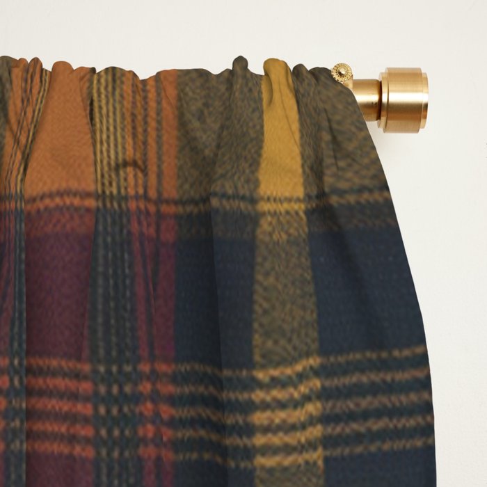 Warm Earthy Plaid Pattern Window Curtain Gallery Image 2