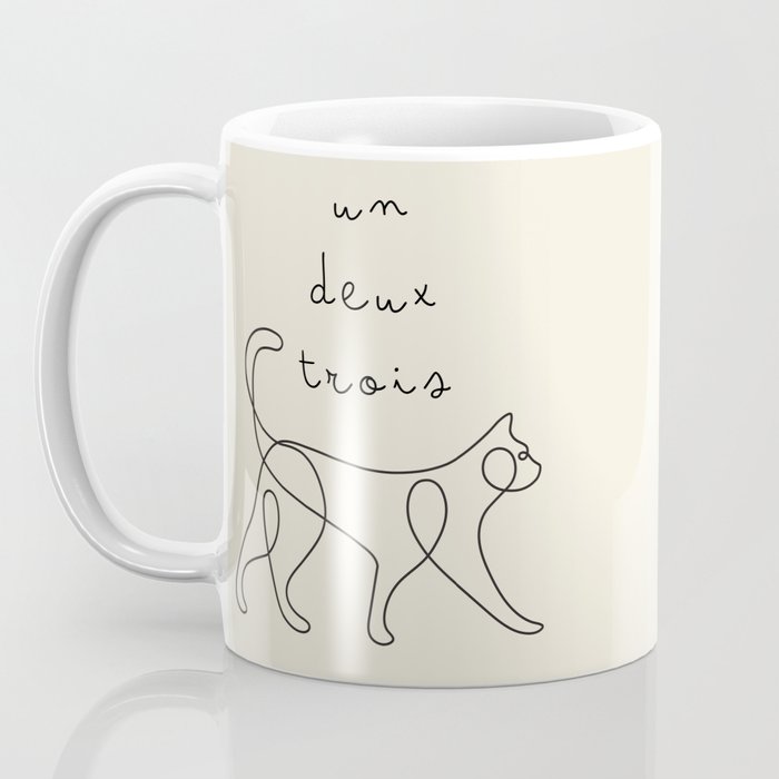 Un Deux Trois Cat / Minimalist Line Drawing Coffee Mug Gallery Image 3