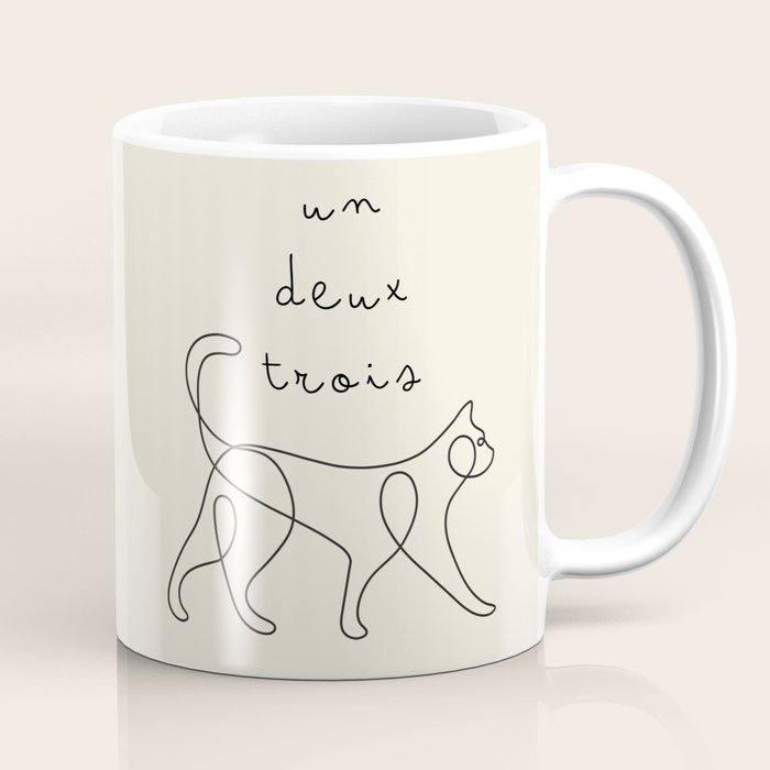 Un Deux Trois Cat / Minimalist Line Drawing Coffee Mug Gallery Image 1