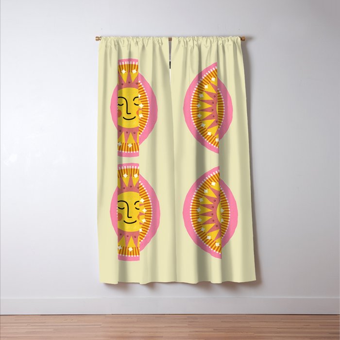 Smiling Sleeping Sun Face Window Curtain Gallery Image 3