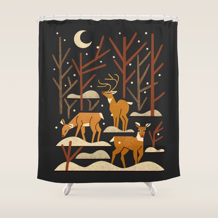 Wild Wood Deer Shower Curtain Gallery Image 1