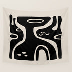 Abstract Art Black and Linen White Wall Tapestry Gallery Image 4