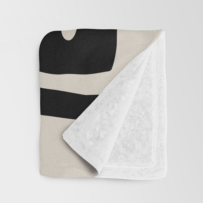 Abstract Art Black and Linen White Throw Blanket Gallery Image 3