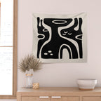 Abstract Art Black and Linen White Wall Tapestry Gallery Image 2