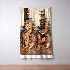 'Christmas Time In Catland' Louis Wain Vintage Cat Window Curtain Gallery Image 3