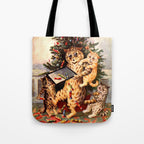 'Christmas Time In Catland' Louis Wain Vintage Cat Tote Bag Gallery Image 1