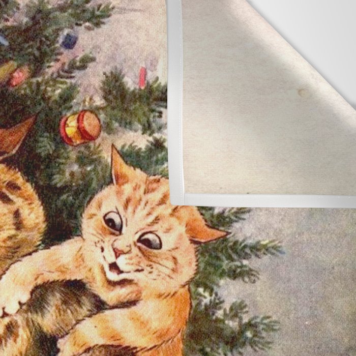 'Christmas Time In Catland' Louis Wain Vintage Cat Wall Tapestry Gallery Image 3