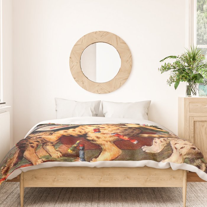 'Christmas Time In Catland' Louis Wain Vintage Cat Duvet Cover Gallery Image 3
