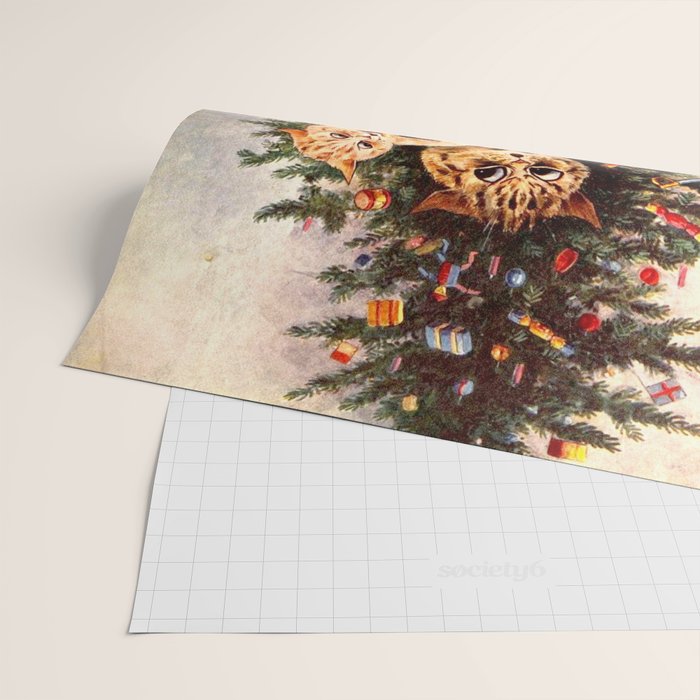 'Christmas Time In Catland' Louis Wain Vintage Cat Wrapping Paper Gallery Image 2