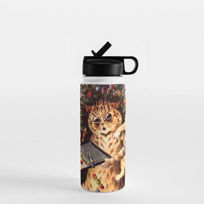 'Christmas Time In Catland' Louis Wain Vintage Cat Water Bottle Gallery Image 1