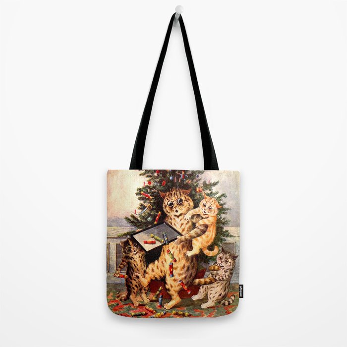'Christmas Time In Catland' Louis Wain Vintage Cat Tote Bag Gallery Image 2