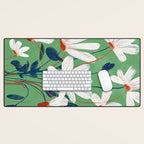 White Flowers Desk Mat Gallery Image 1