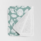 Shells . Teal Throw Blanket Gallery Image 3