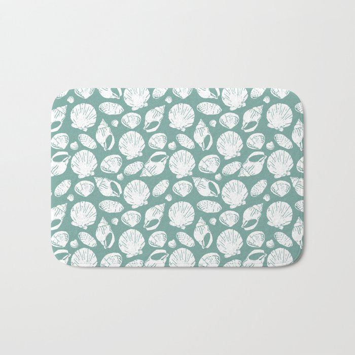 Shells . Teal Bath Mat Gallery Image 1