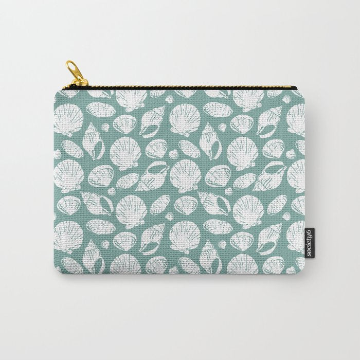 Shells . Teal Carry All Pouch Gallery Image 1
