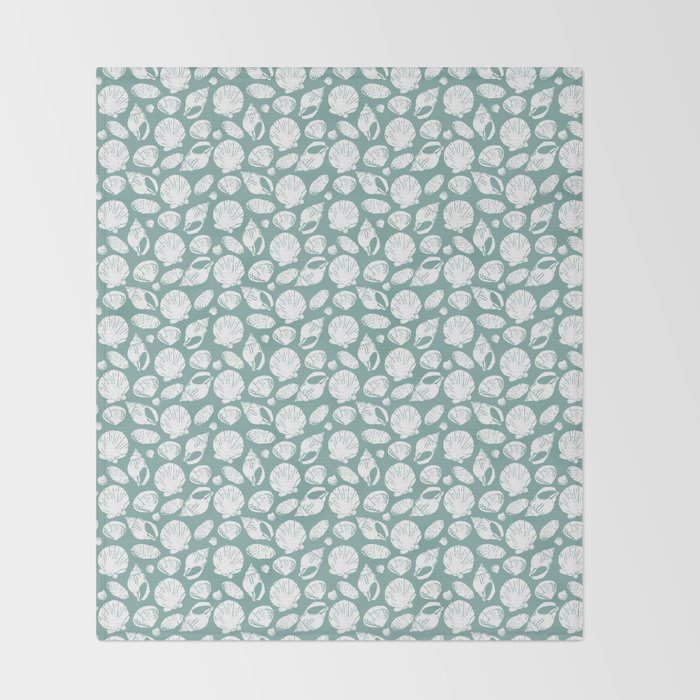 Shells . Teal Throw Blanket Gallery Image 2