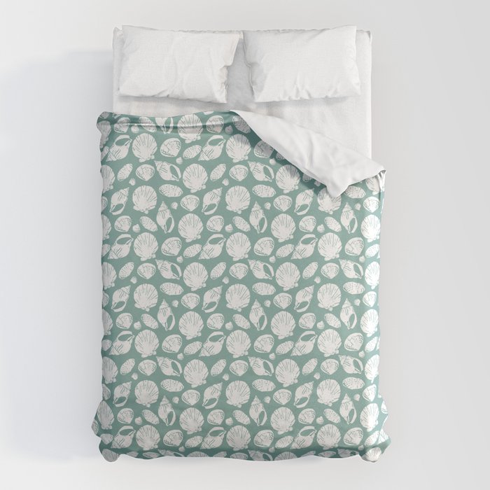 Shells . Teal Duvet Cover Gallery Image 6