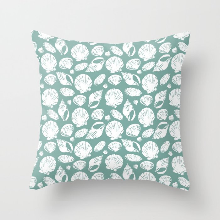 Shells . Teal Throw Pillow Gallery Image 6