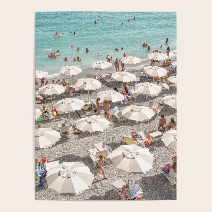 Amalfi Coast Beach Umbrella Photo | Italian Summer In Pastel Colors Art Print | Italy, Europe Travel Photography Poster Gallery Image 1
